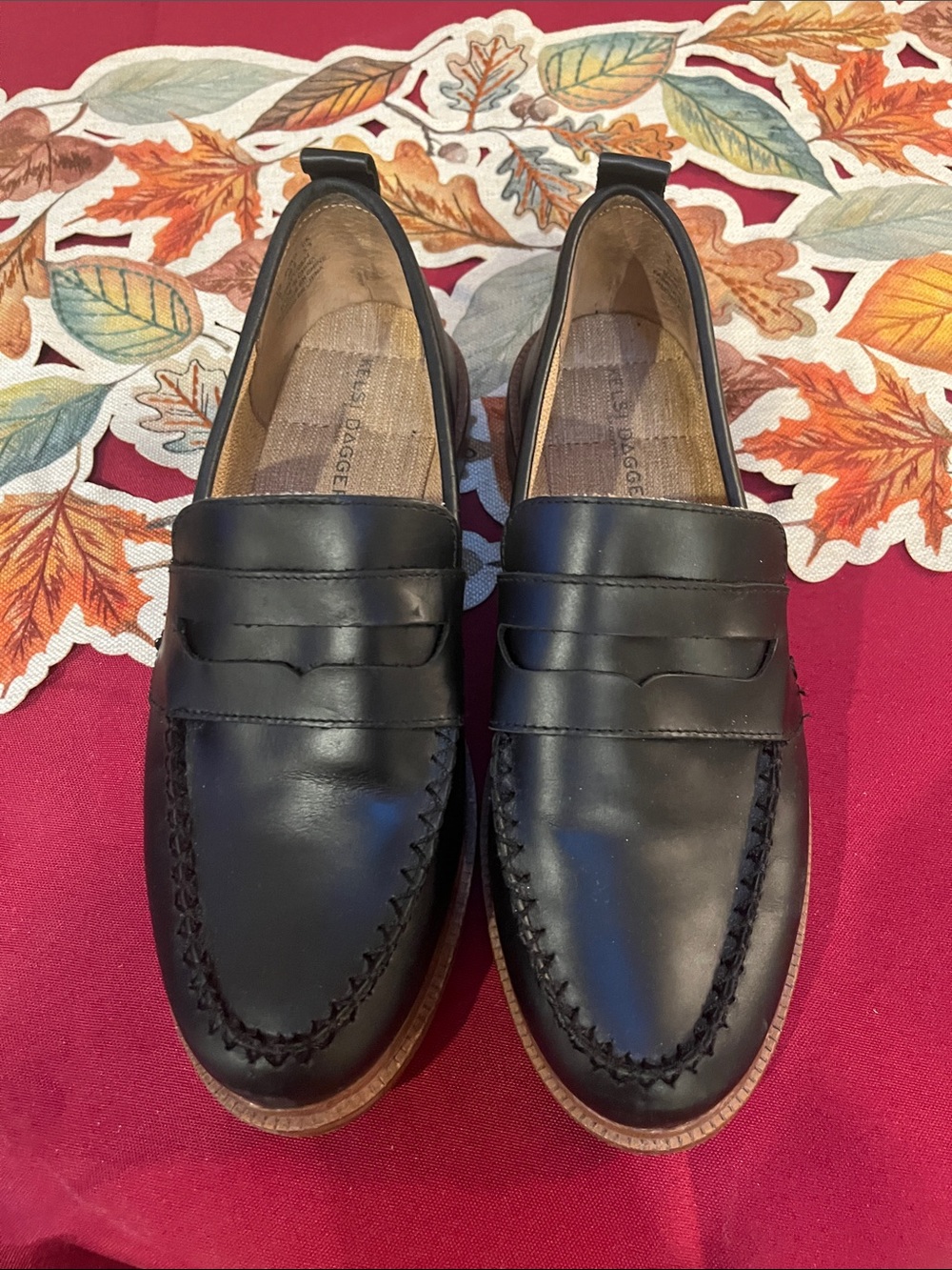 Kelsi Dagger Black Leather Penny Loafers - Women's